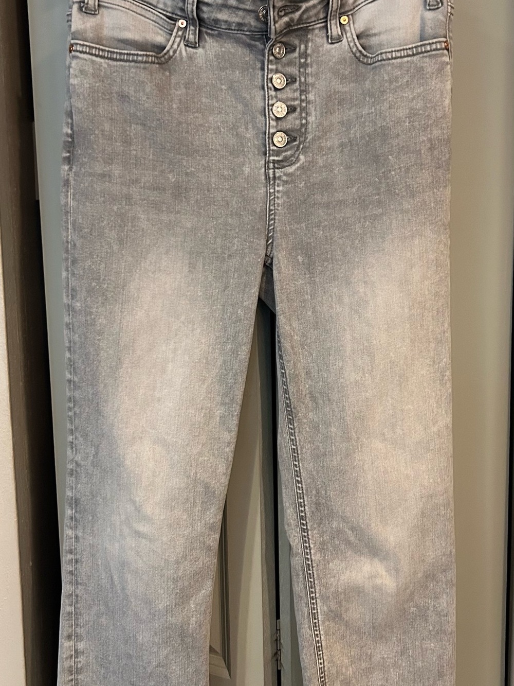 PAIGE Gray Button-Fly Denim Jeans - Picture 1 of 4